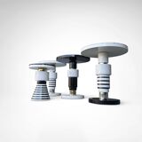 Hand crafted side tables of ceramic and marble in memphis style by casalto