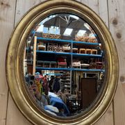 Oval mirror Napoleon III – Gilded with gold leaf – Wood and stucco
