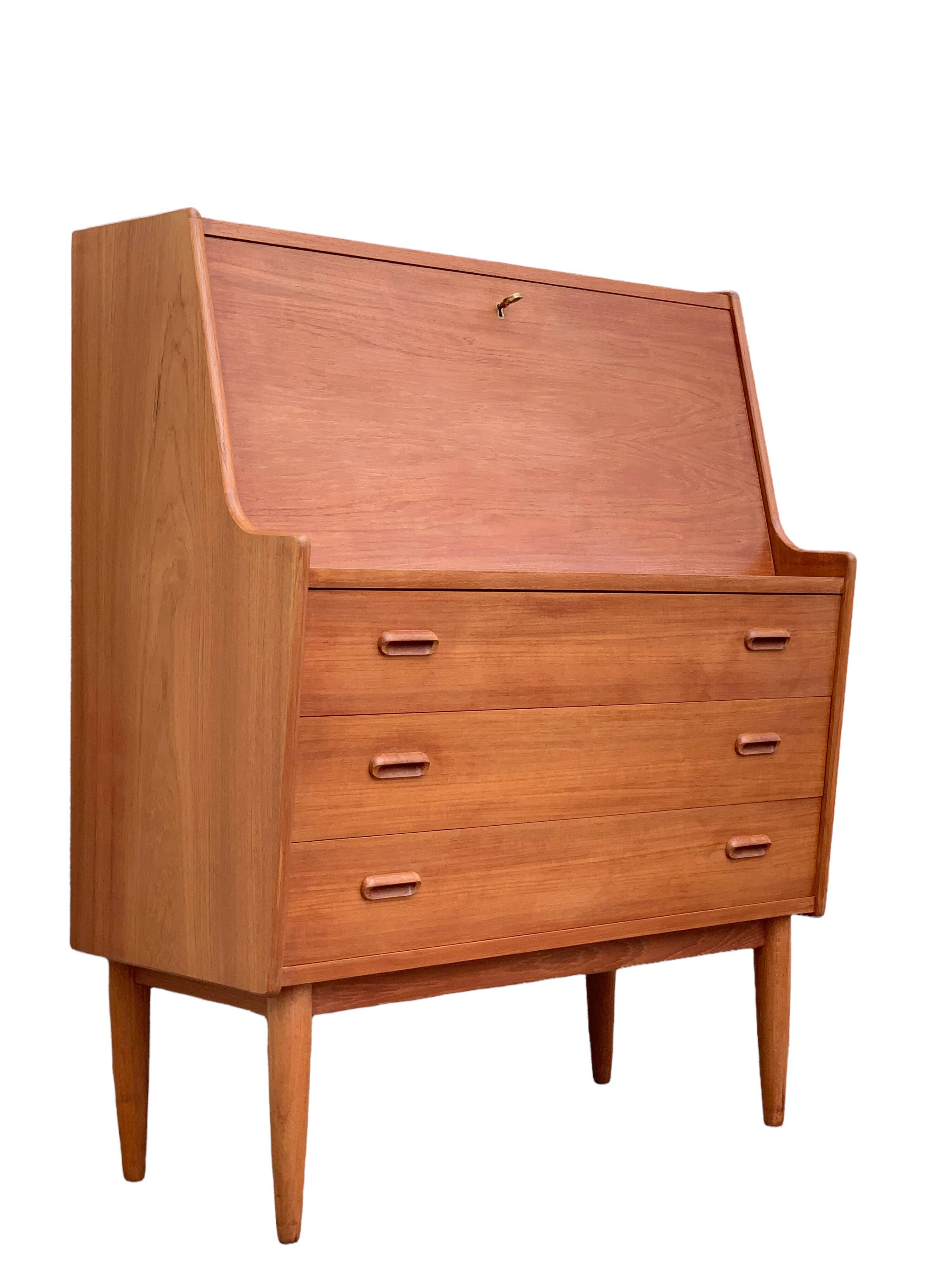 Secretary chest of drawers Teak by Arne Wahl Iversen for Falster Modelfabrik 1960