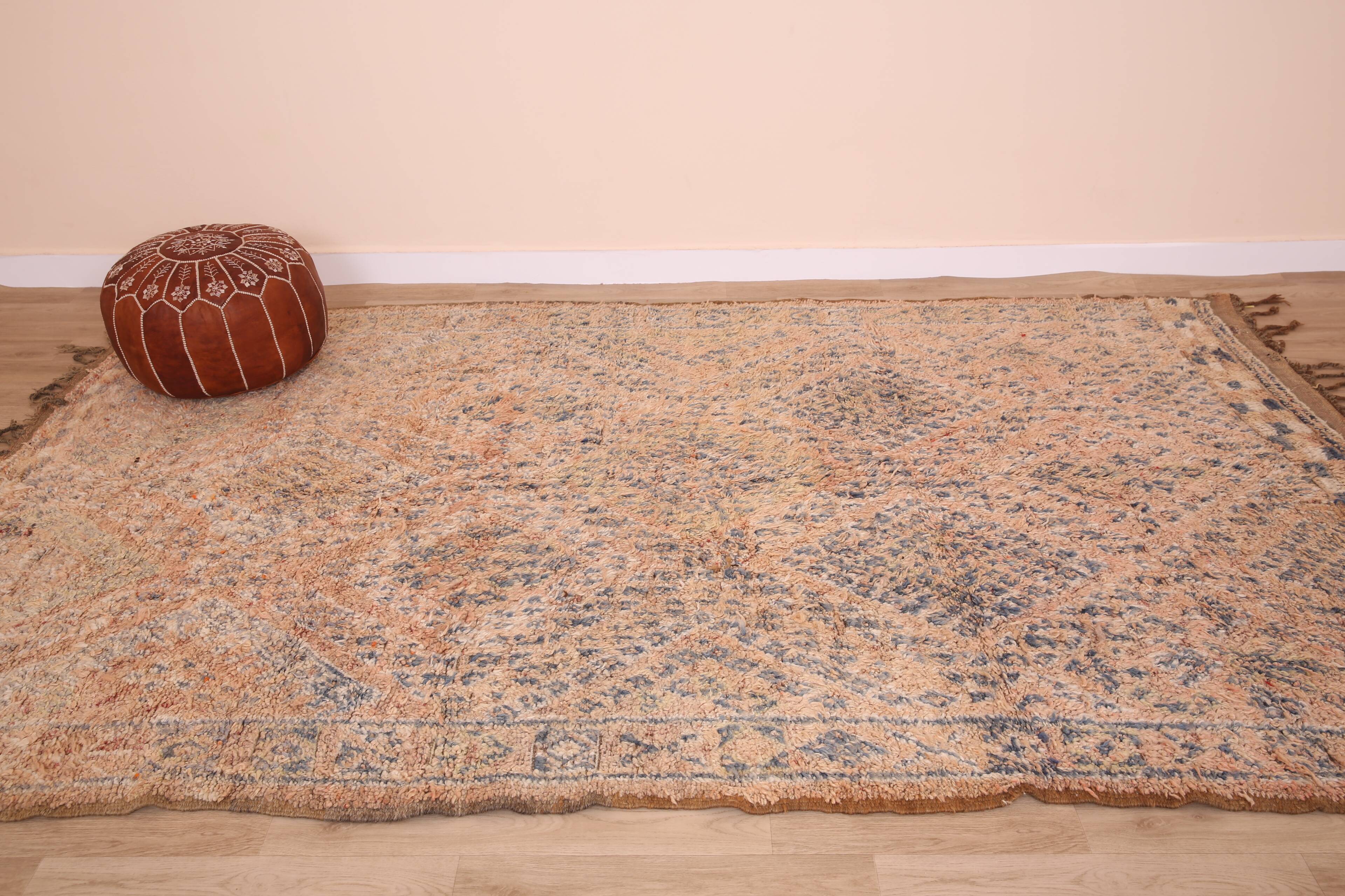 Peach Vintage Moroccan Wool Rug 188 x 317 cm , Berber Rug Handmade, Unique