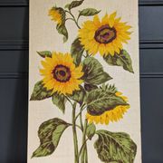 Vintage painting on linen "The Sunflowers" by Irmgard Gutsche 60s/70s