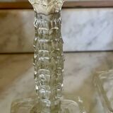 Pair of molded glass candlesticks