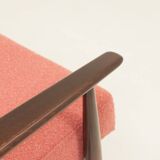 Mid-century modern armchair raspberry bouclé H. Lis