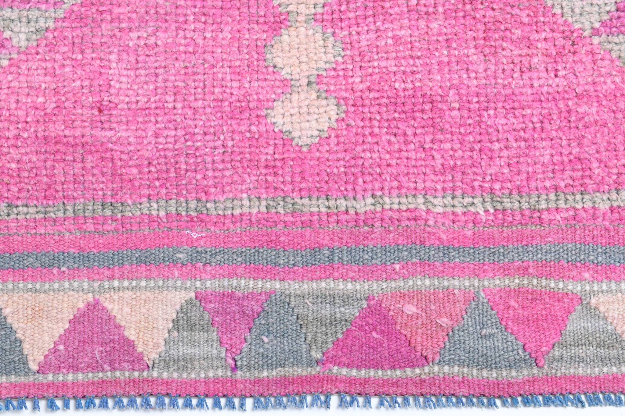 Pink Handmade Runner Rug, 82x336Cm
