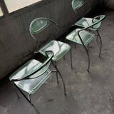 set of 4 designer chrome and plexiglass chairs, 80s