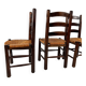 Set of 4 French Pine and Rush Dining Chairs, 1960s