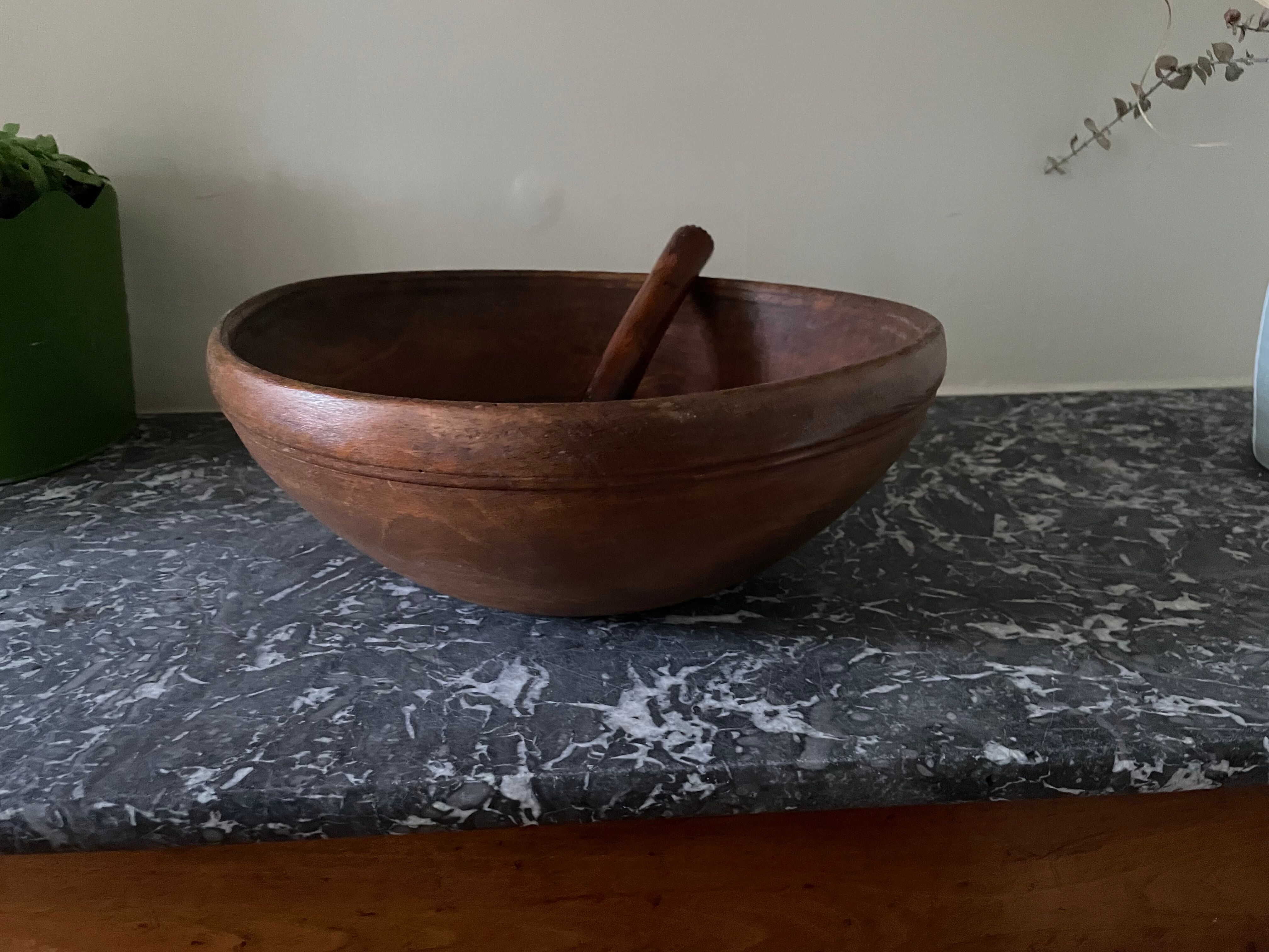 Raw wooden salad bowl