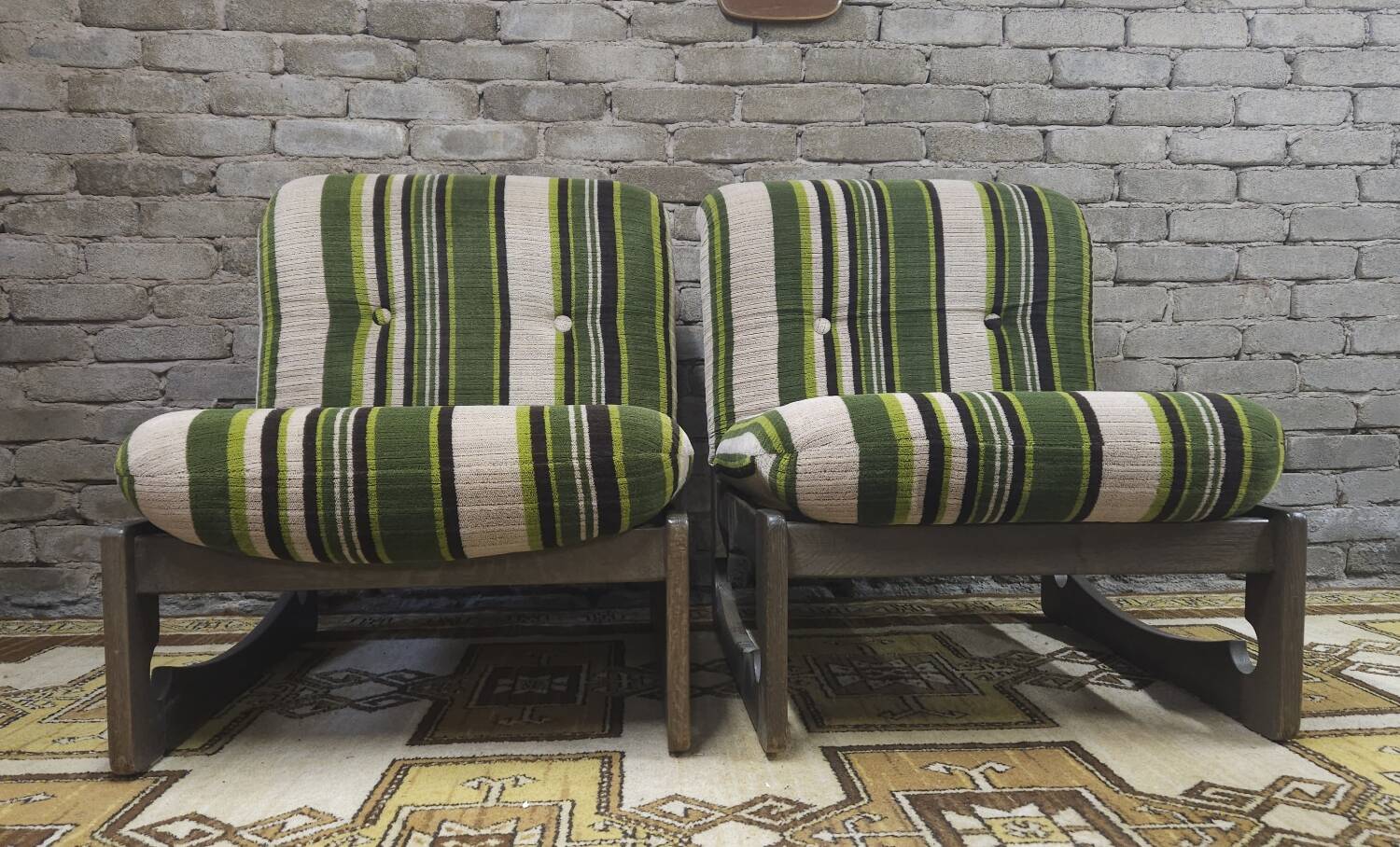 Pair of green armchairs 1970