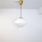 Large opaline pendant / modern brass mid-century ASEA Sweden, 1940s