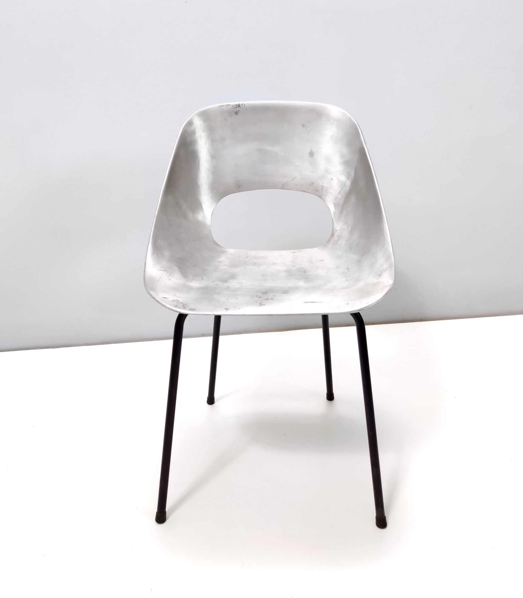 Set of Three Aluminum "Tulipe" Tonneu Chairs by Pierre Guariche, France