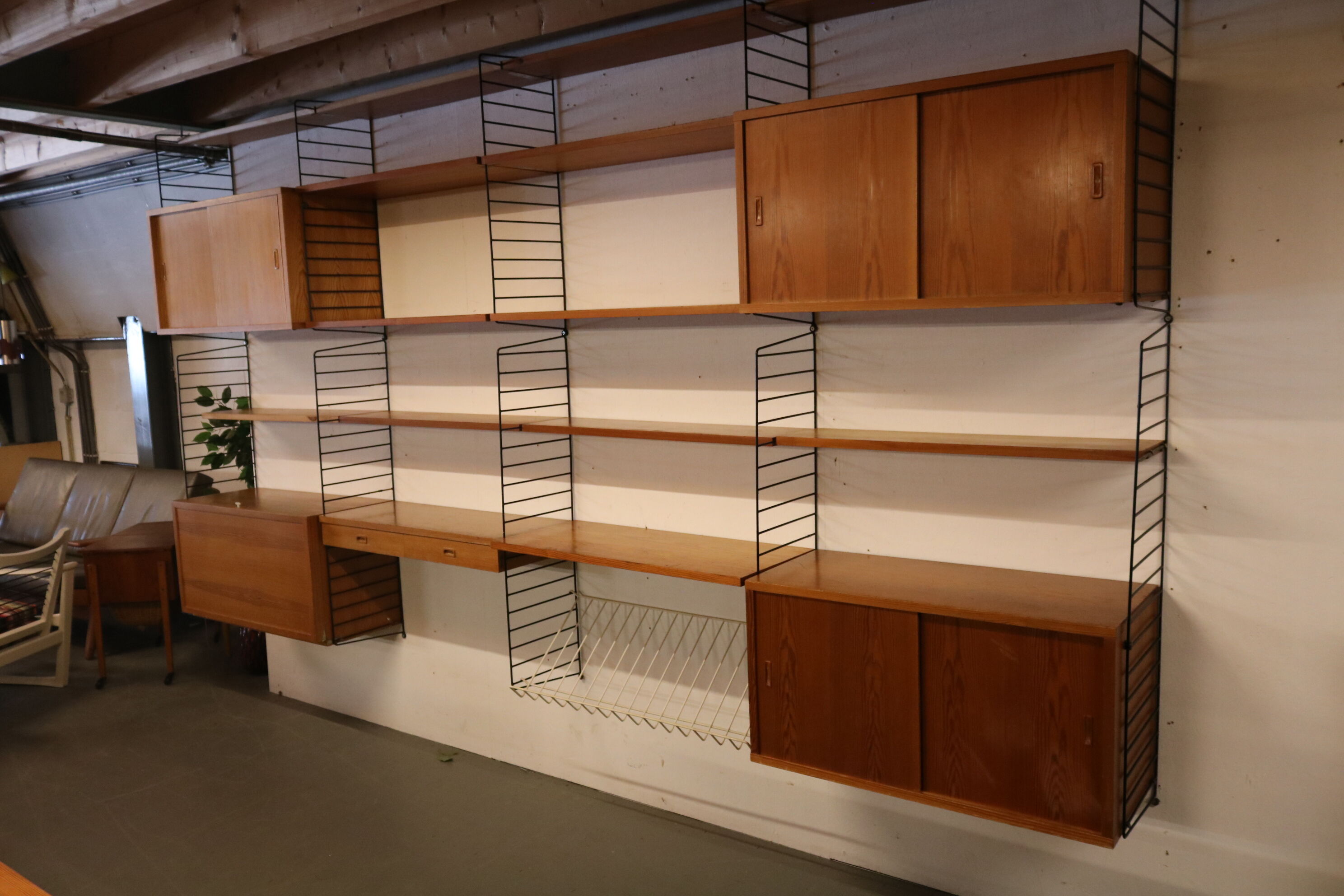 Birch system cabinet, designed by Nisse Strinning, manufactured by String in Denmark, 1950s