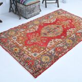 4x7 Rug For Bedroom Red Oriental Antique Vintage Rug, 122x214Cm