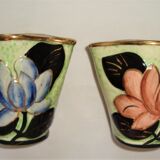 Pair vases vallauris multicolored flowers