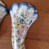 Pair of bouquet holders in Nevers earthenware - By Marest Frères