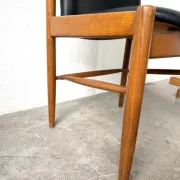 Scandinavian chair in beech and black faux leather, 1960s