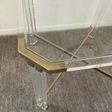 Vintage coffee table in lucite and brass 60s-70s