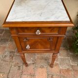 Wooden bedside table marble tray