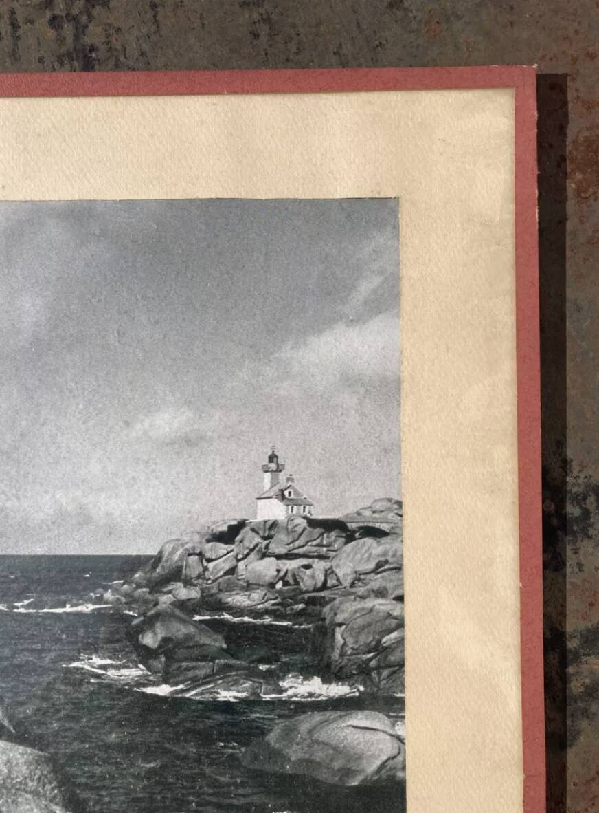 Black and white Brittany lighthouse photographic print