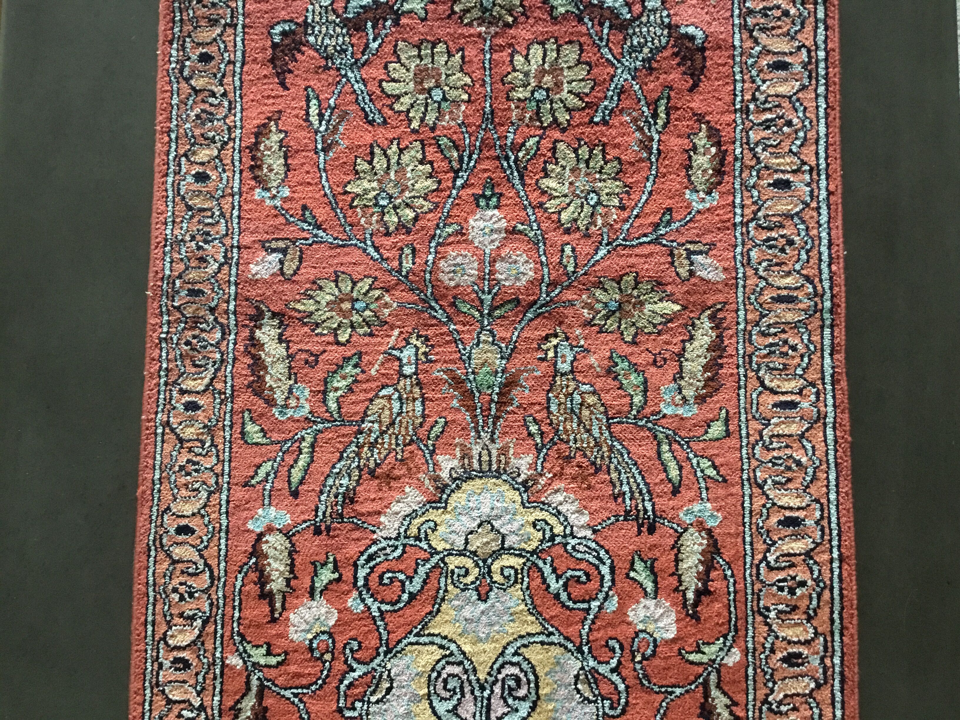 Tapis d’orient en cachemire et soie 44x92cm