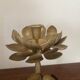 Set of two old brass lotus flower candlesticks