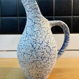 White and blue crisped ceramic pitcher