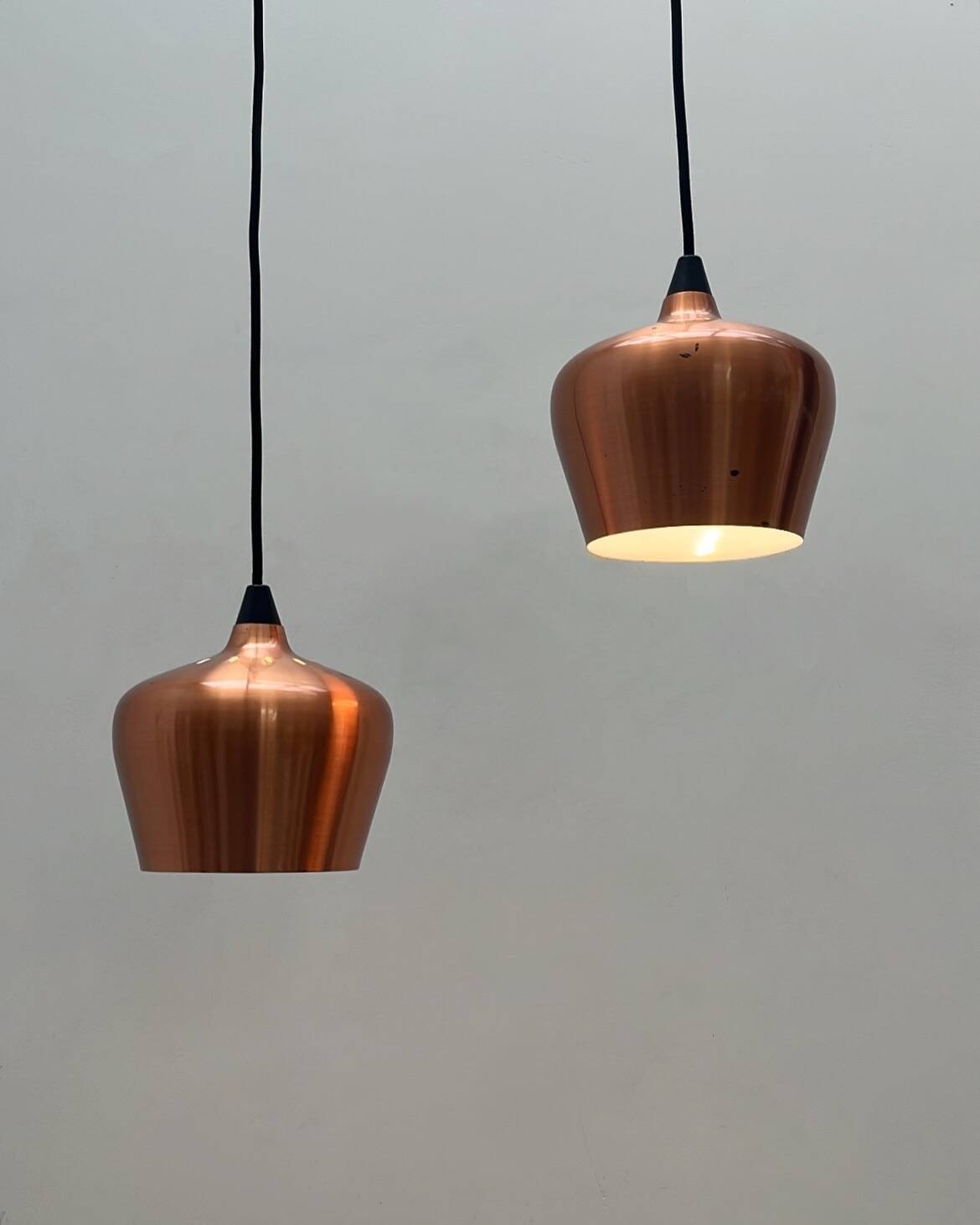 Copper metal pendant lights by Frandsen