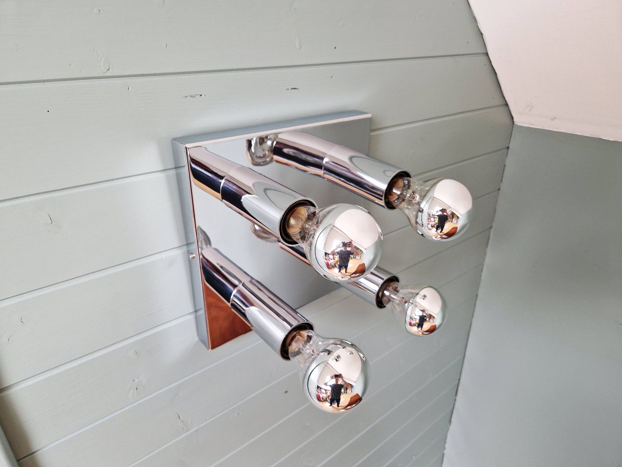 Space Age ceiling light in chrome metal, 1970s