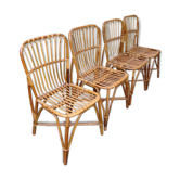 Set of four old rattan chairs