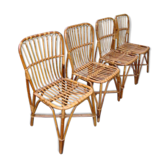 Set of four old rattan chairs