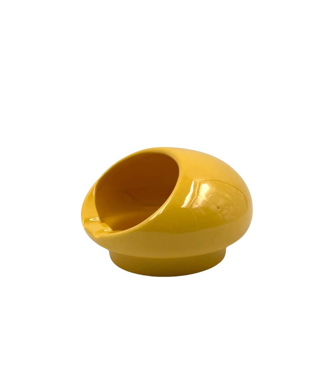 Space age yellow ceramic ashtray, Viba Italy 1970s