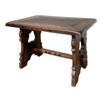 Table basse années 50 chêne brutaliste
