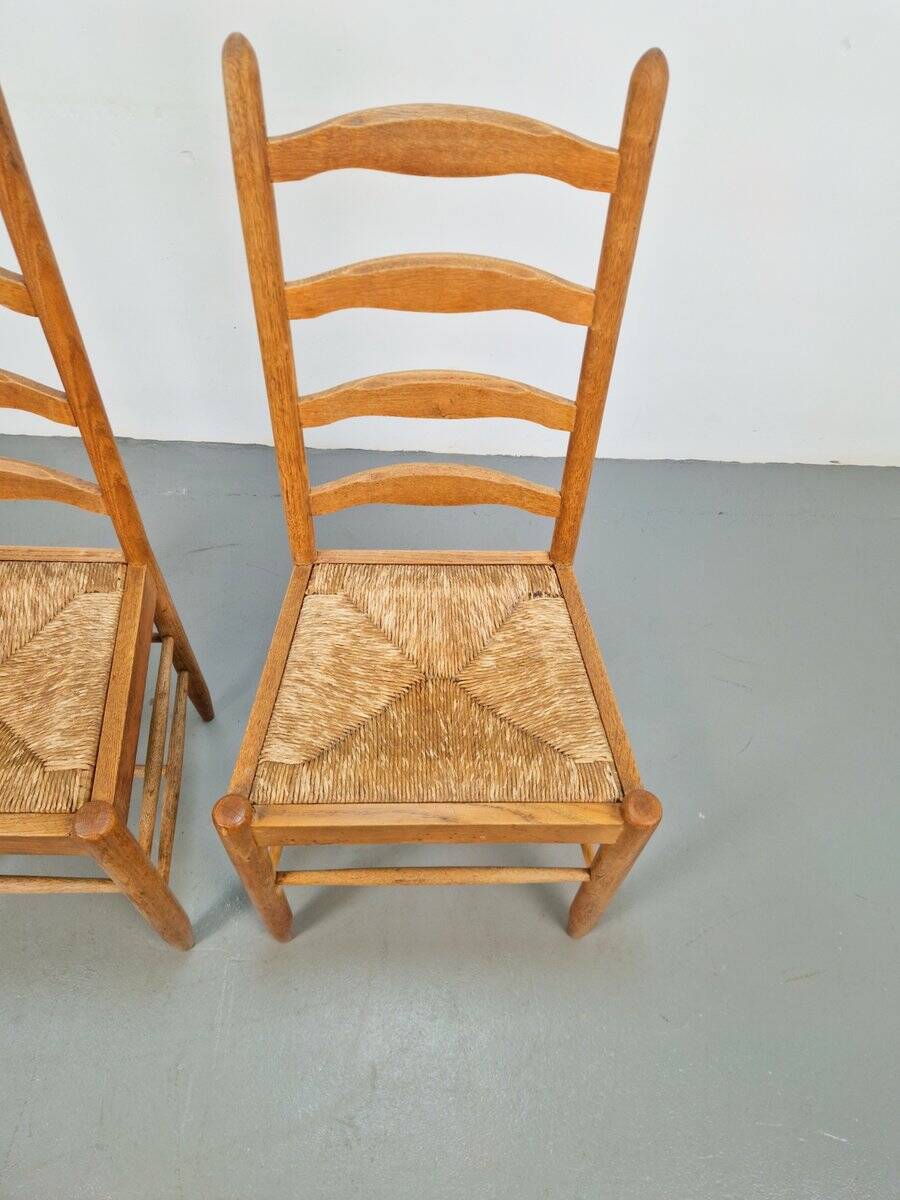 Vintage Brutalist Wicker Ladder Chairs, 1960s, Set of 2