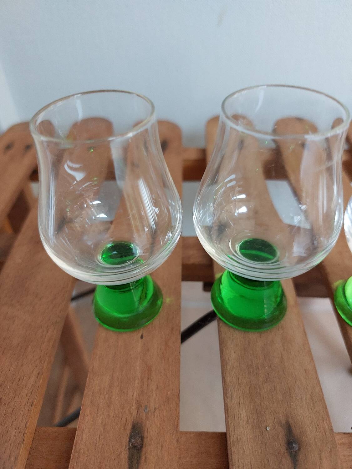 Green stemmed liqueur glass