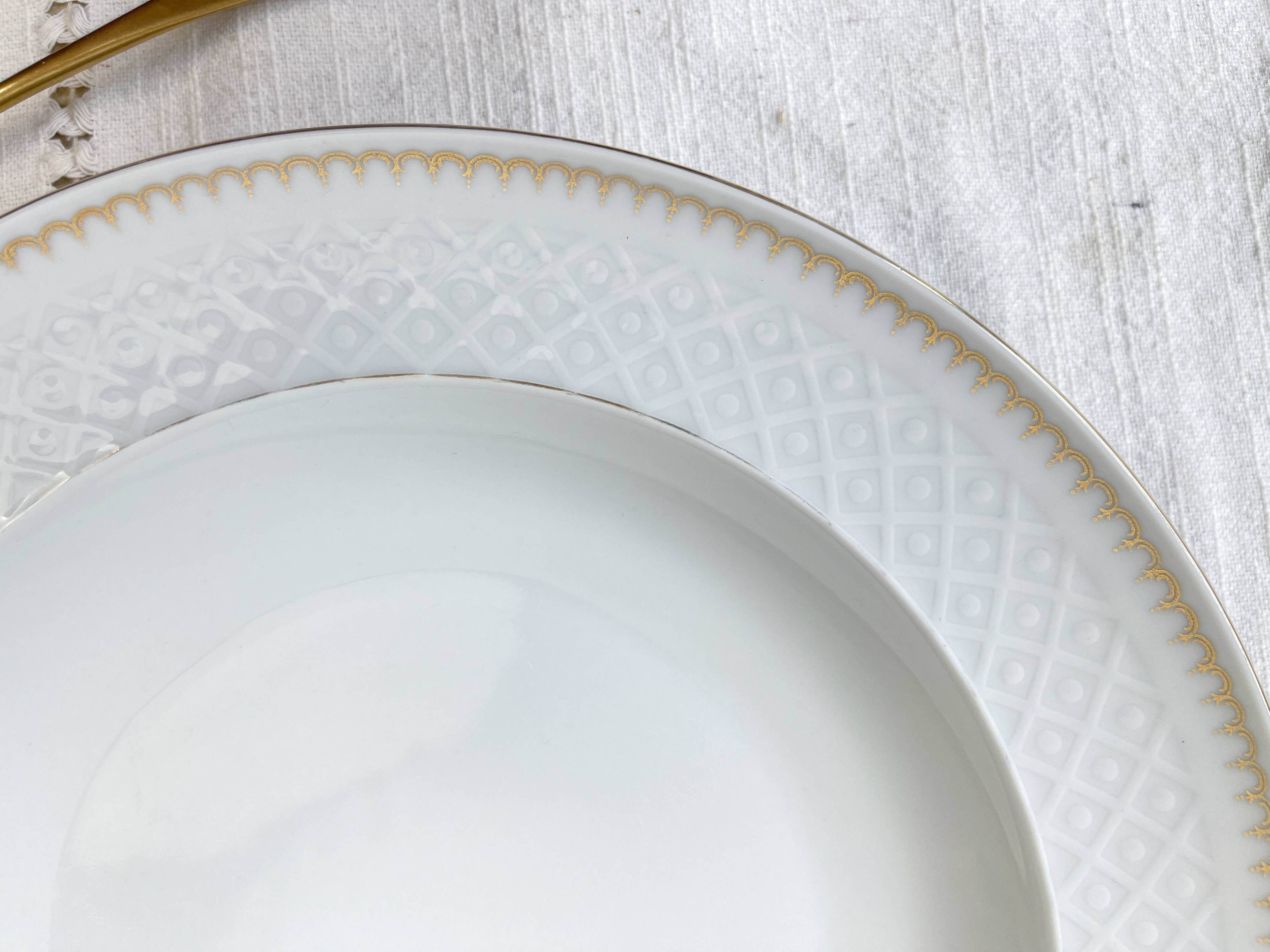 BAVARIA white and gold porcelain deep dish, "Annabell" model -