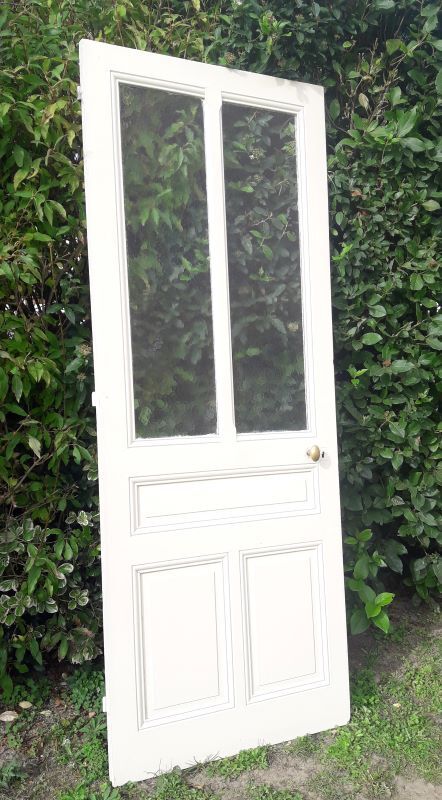 Old translucent glass communication door 82.5x214.2cm