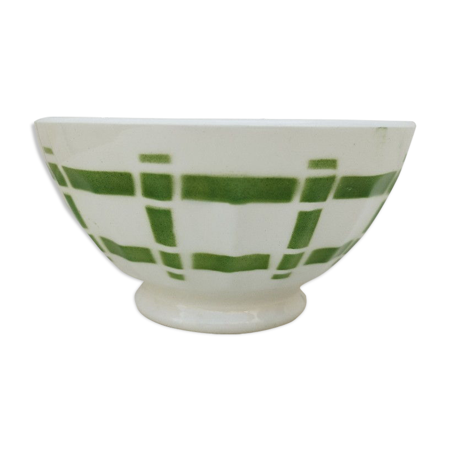 Bol en faïence décor géométrique vert vintage