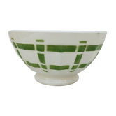 Earthenware bowl vintage green geometric decoration
