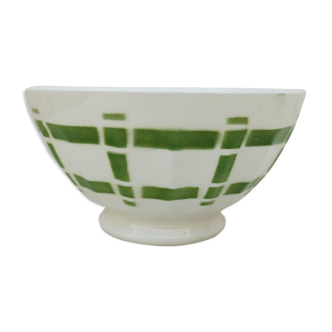 Earthenware bowl vintage green geometric decoration