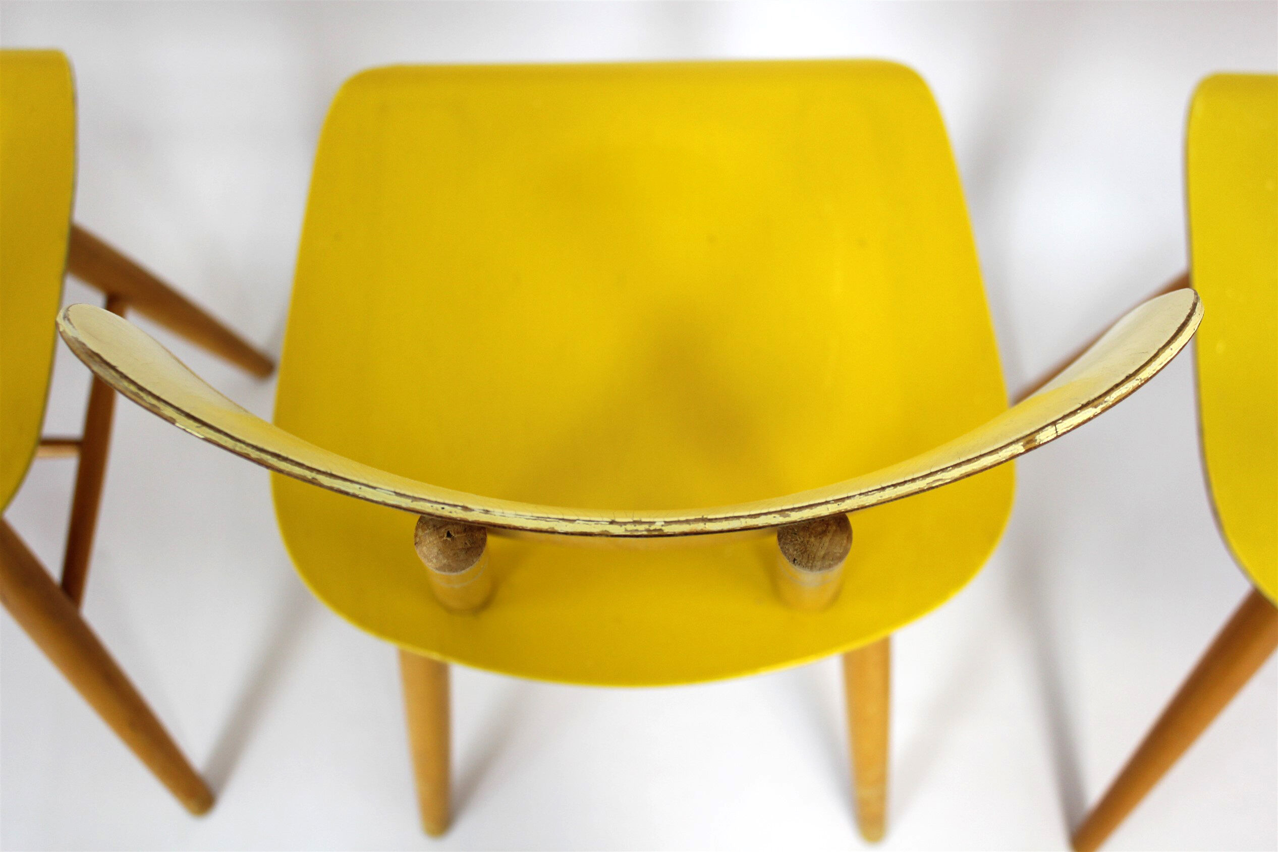 Set of 4 vintage wooden dining chairs from Ton 1960s