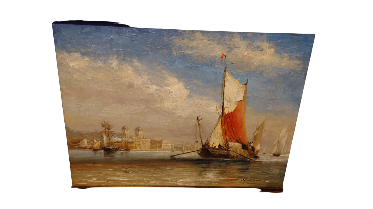 Oil on canvas Venice signed Cristaux 1956