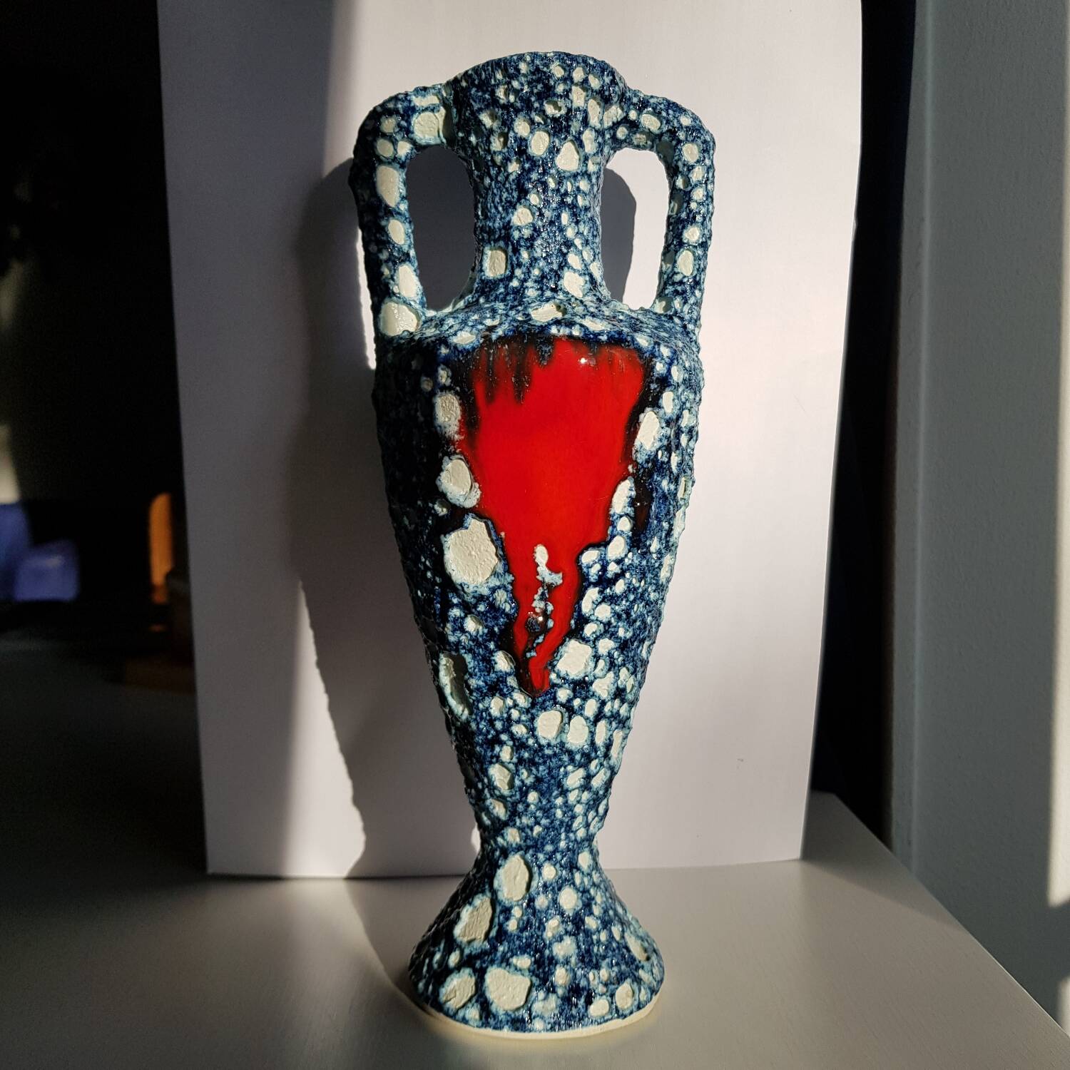 Fat lava blue vase