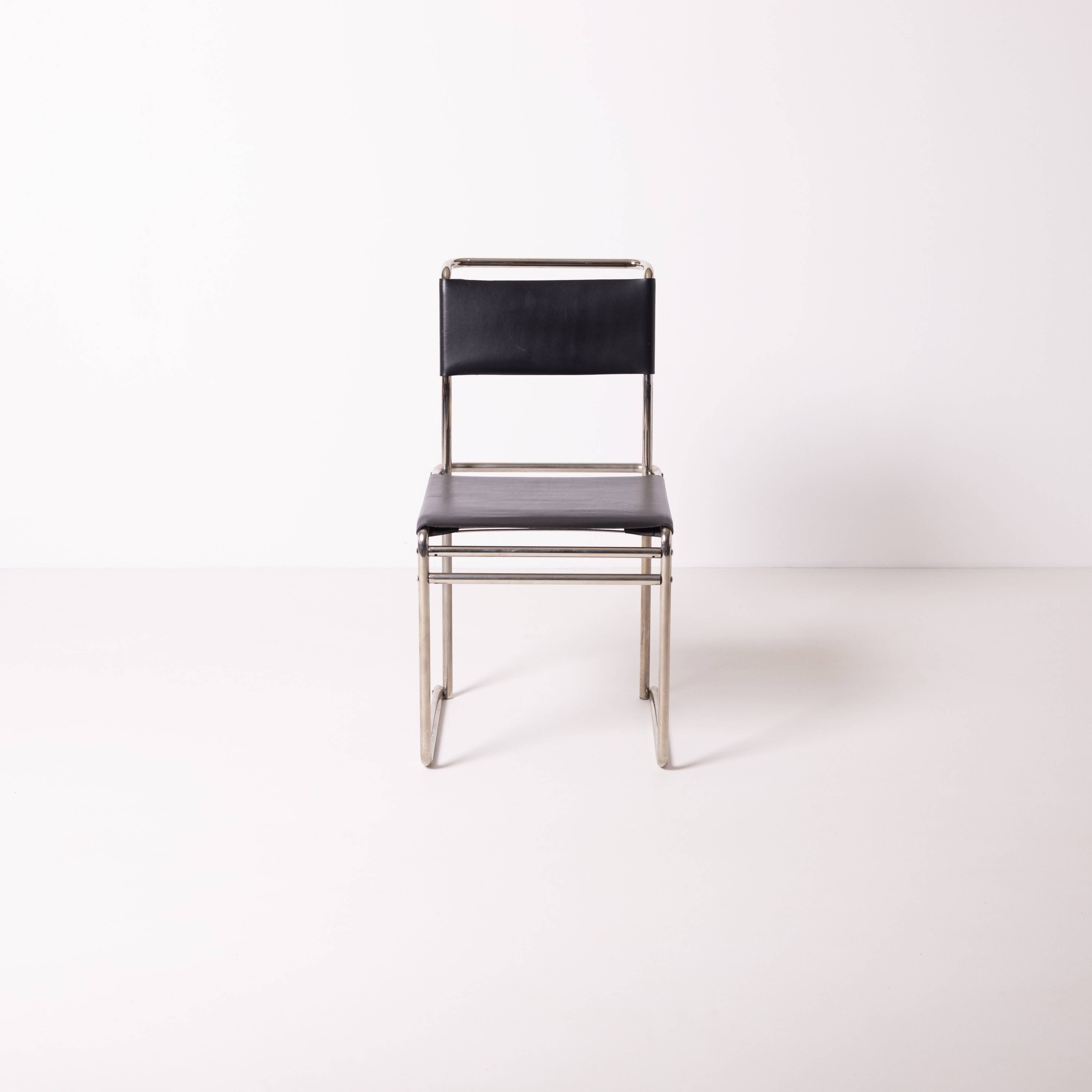 Marcel Breuer Bauhaus Tecta B40 dining chair in nickel plated bent steel an