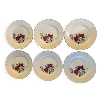 6 assiettes plates Gien décor R Busfield