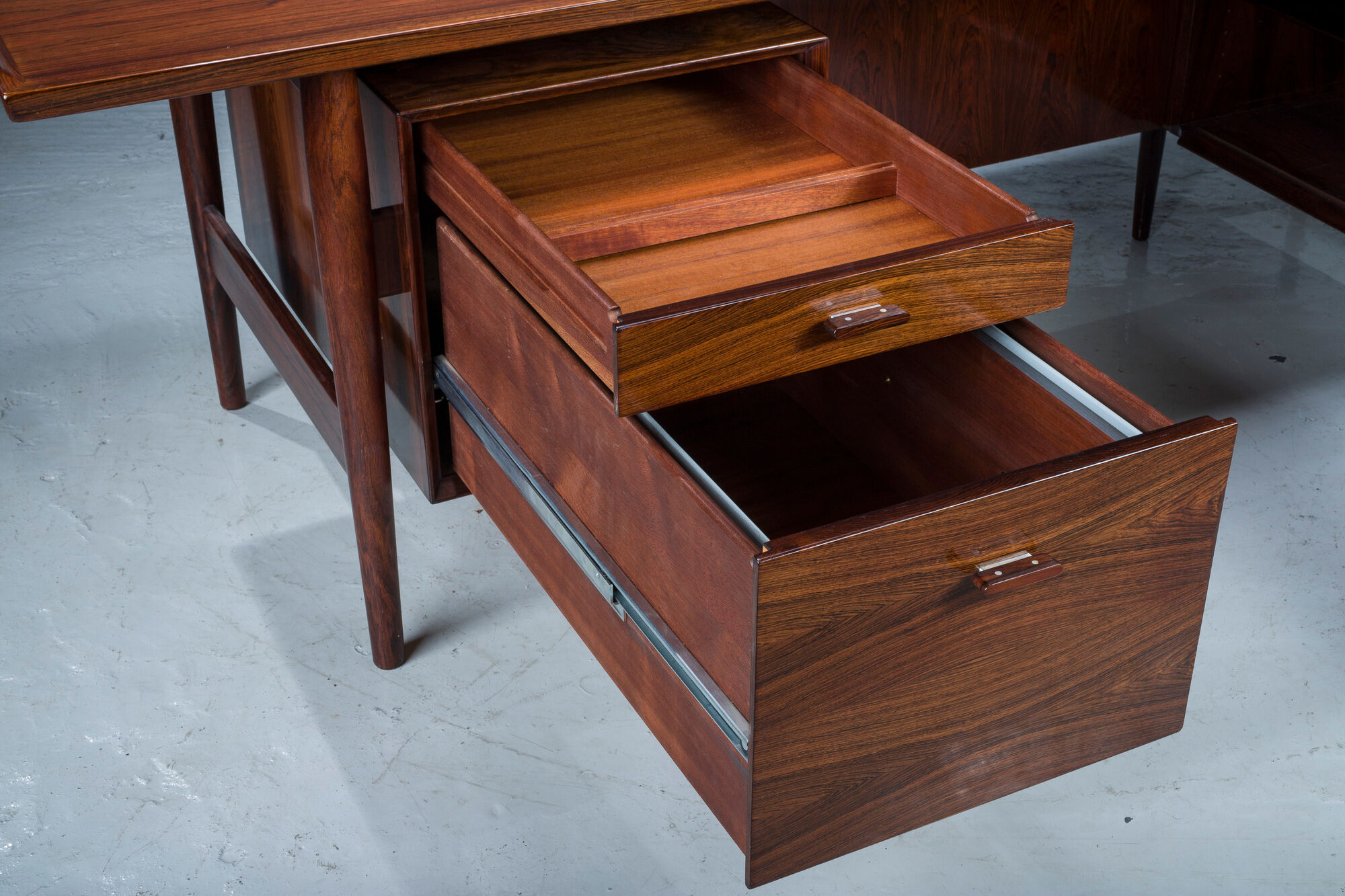 Executive Desk with Sideboard in Rosewood by Arne Vodder for Sibast Møbelfabrik, Denmark, 1950s