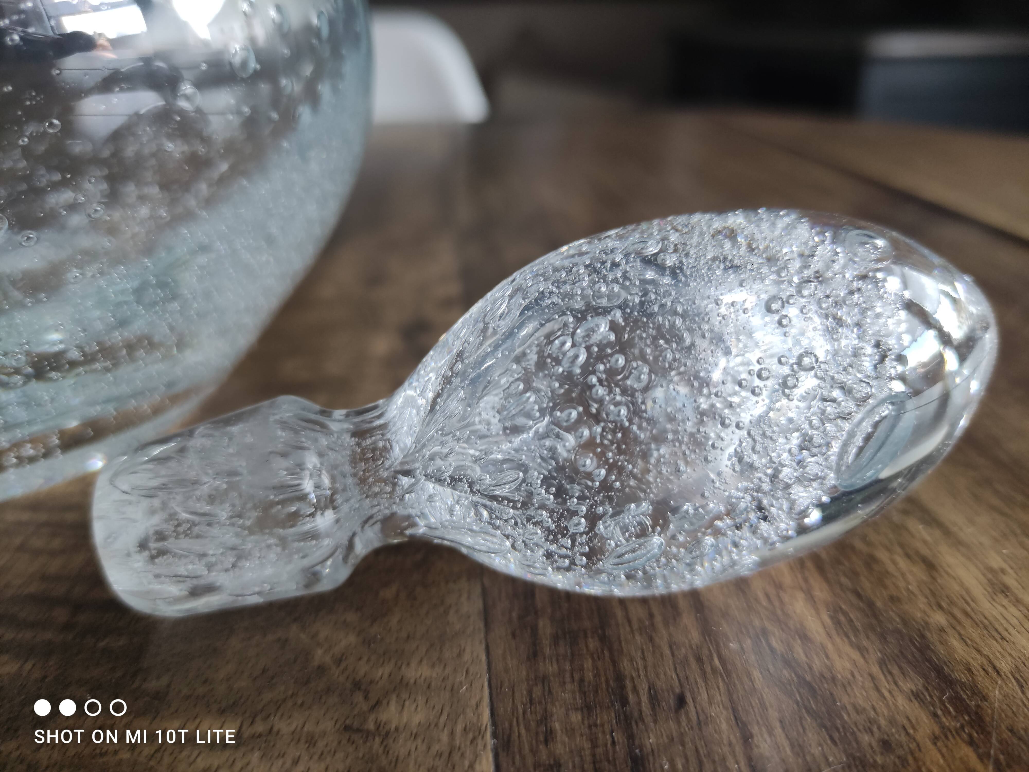 Wine carafe, vintage decanter in hand-blown Hartzviller bubbled crystal