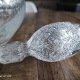 Wine carafe, vintage decanter in hand-blown Hartzviller bubbled crystal