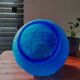 Vases art déco en persglas bleu givré avec décor floral et lignes épurées