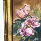 Painting, framed peony canvas