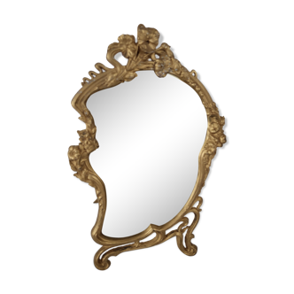 Golden brass table psyche mirror, art nouveau