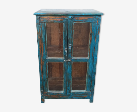 Vitrine en bois bleue